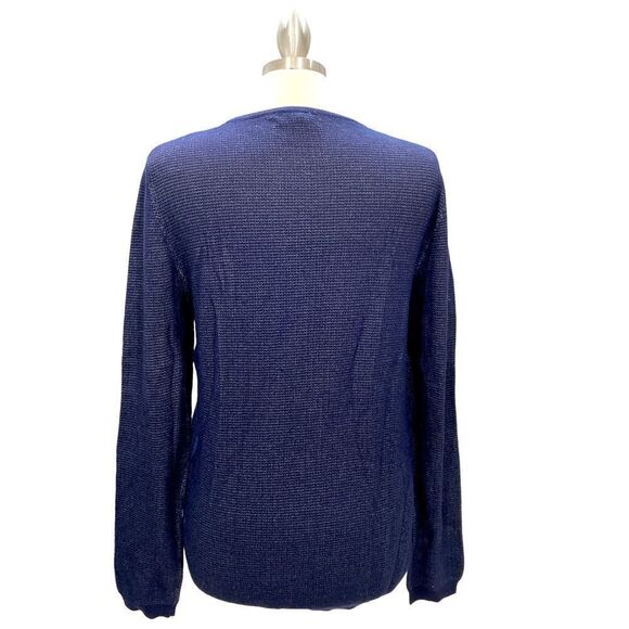 ALTATENSIONE navy tan knit 80% viscose 20% nylon ribbed neck waist cuffs - Picture 2 of 6